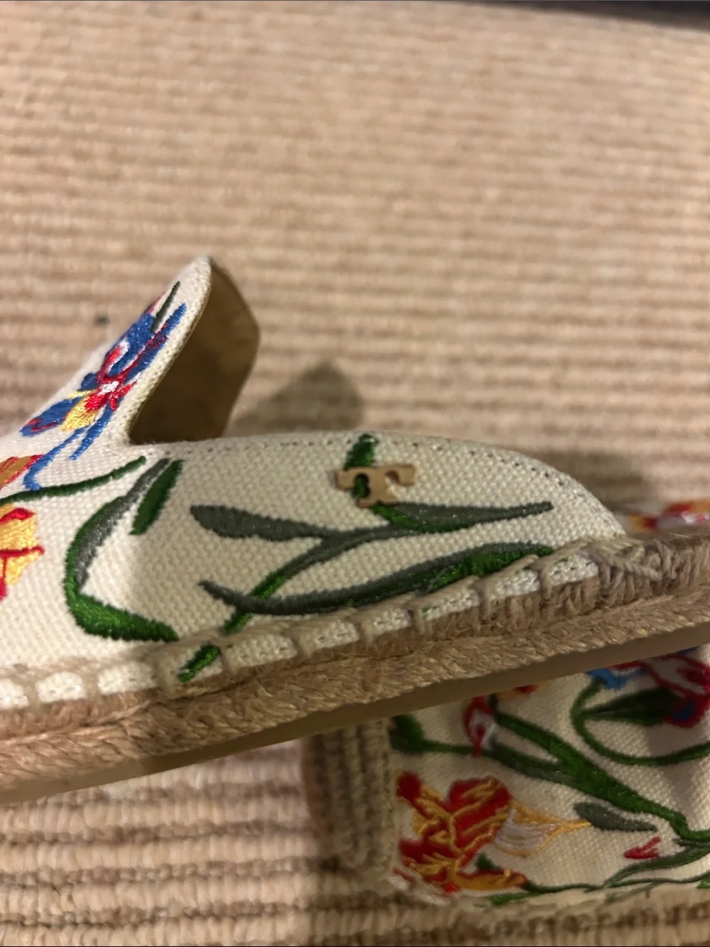 Tory Burch Max Embroidered Espadrille Slide with Ivory/Painted Iris